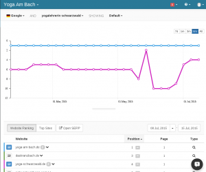 search rank report for Yoga am Bach vs Yoga Schwarzwald